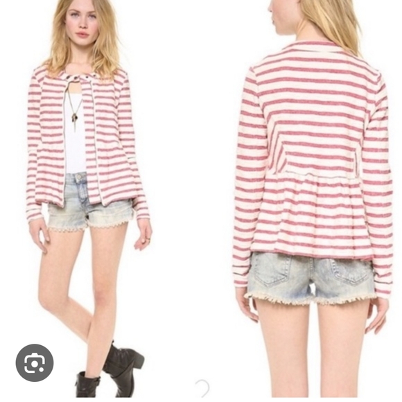Free People Jackets & Blazers - Free People striped peplum style jacket size Small